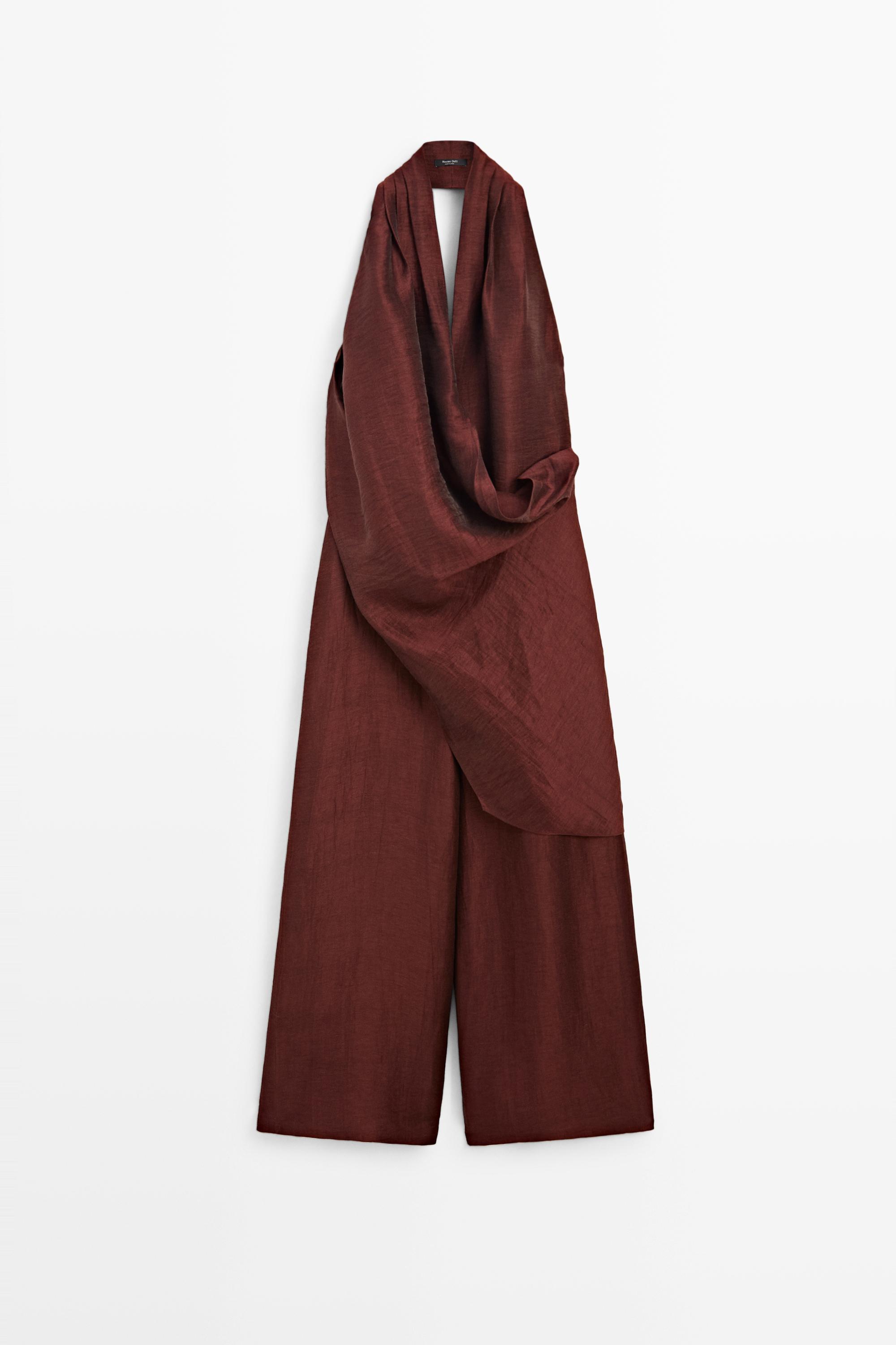 Flowing draped halter neck jumpsuit